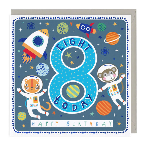 8 Today Space Animals Birthday Card