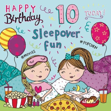 Age 10 Birthday Card, Sleepover