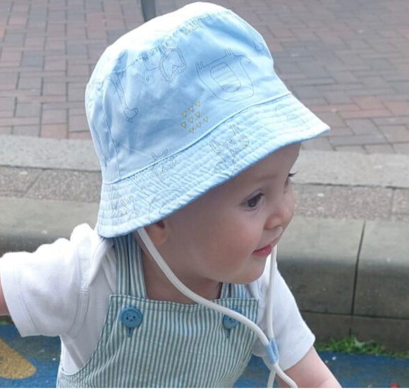 Safari Blue Sun Hat, 0-12 Months