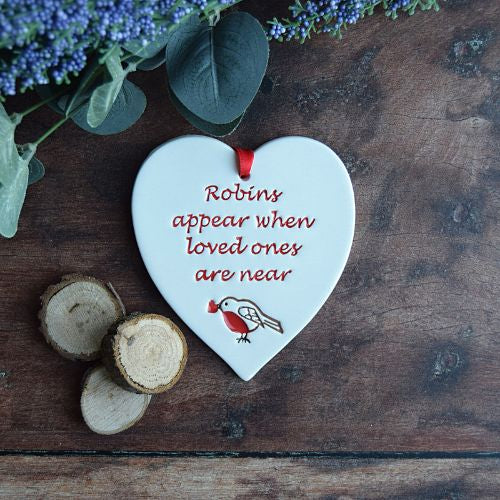 Ceramic Heart, Robins Appear When Loved Ones Are Near