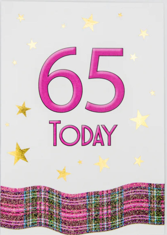 65 Today, Pink Tartan Ribbon