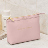 Sentiment Makeup Bag 'Kiss And Make Up' in Pink