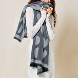 Large Heart Printed Blanket Scarf