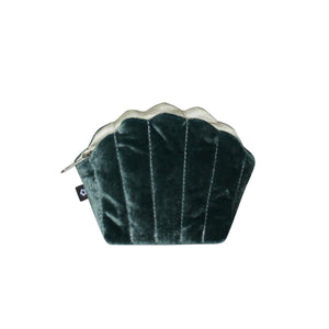 Teal Velvet Clam Purse