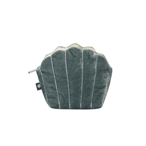 Grey Velvet Clam Purse