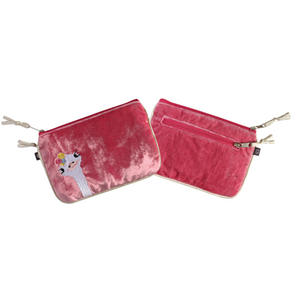 Pink Ostrich Velvet Juliet Purse