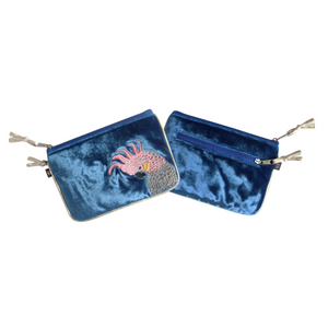 Blue Parrot Velvet Juliet Purse