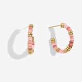 Summer Solstice Pink Beaded Hoop Earrings