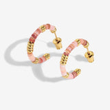 Summer Solstice Pink Beaded Hoop Earrings