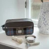 Harris Tweed Wash Bag, Blue/Brown Check