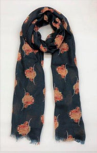 Highland Cow Scarf Black