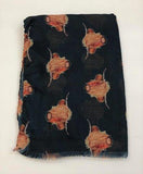 Highland Cow Scarf Black