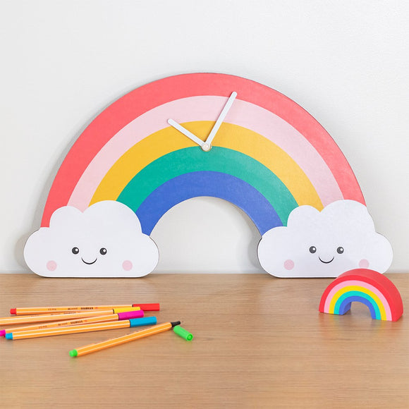 Rainbow Clock With Clouds