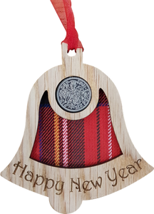 Happy New Year Bell With Lucky Sixpence
