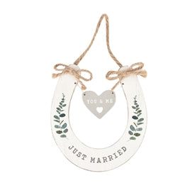 Just Married Horseshoe Plaque