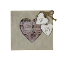 Love Story Wooden Heart Frame  Mr & Mrs 4"x4"