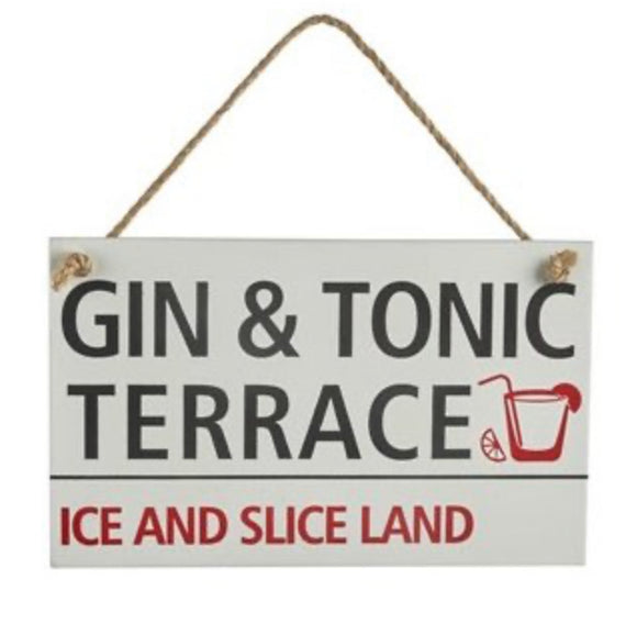 Gin & Tonic Terrace Sign 18cm
