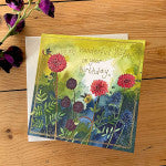 To My Wonderful Wife Birthday Dahlia and Sea Holly Card