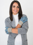 Blue Ladies Gloves with Buttons