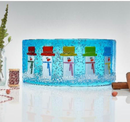 Snowman Collection, Fused Glass, Medium Curve