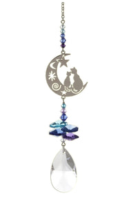 Crystal Fantasy Suncatcher - Two Cats In The Moonlight