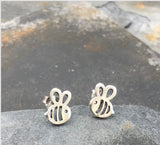 Cute Bee Sterling Silver Stud Earrings