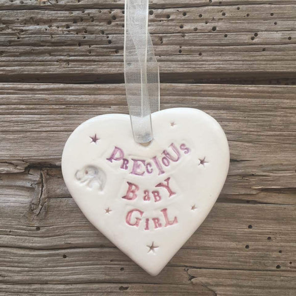Precious Baby Girl Ceramic Heart