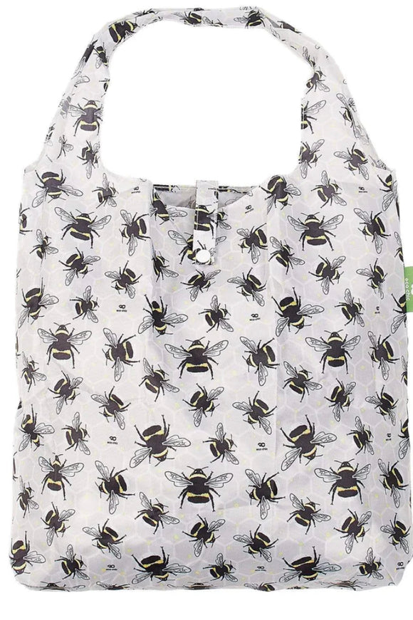 Eco Chic Foldable Grey Bumblebee Shopper