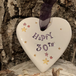 30th Birthday Ceramic Heart