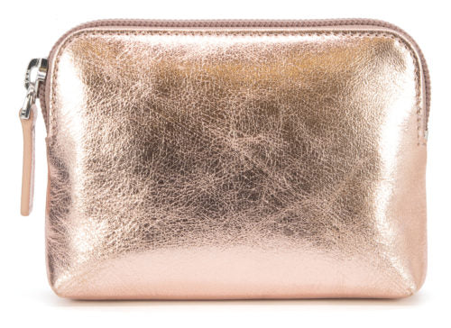 Metallic Leather Coin Purse, Rose Gold