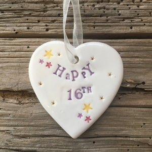 16th Birthday Ceramic Heart