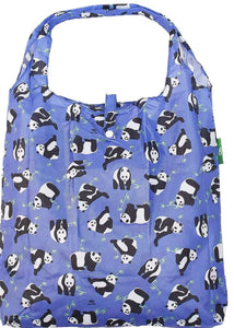 Eco Chic Foldable Blue Panda Shopper