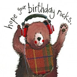 Headphones Bear Birthday Card Little Sparkle