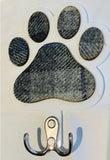 Harris Tweed Dog Paw Hanger, White/Grey
