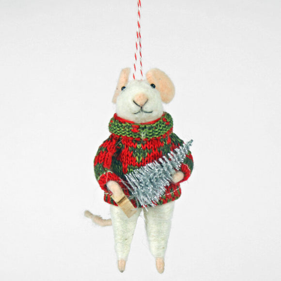 Mouse in Christmas Jumper with Tree