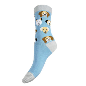 Dog Faces Bamboo Socks Size 4-7