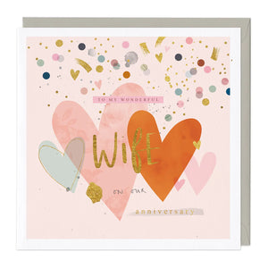 Wonderful Wife Anniversary Heart Card