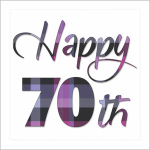 Happy 70th Card (Heather Tartan)