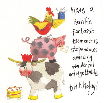 Farmyard Acrobats Happy Birthday Card