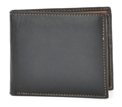 Leather Wallet With Notecase, Black & Tan