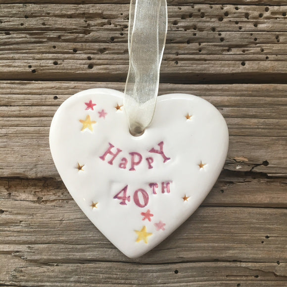 40th Birthday Ceramic Heart