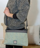 Harris Tweed Large Shoulder Bag, Turquoise Herringbone