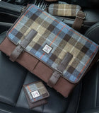 Harris Tweed Trifold Wallet, Blue/Brown Check
