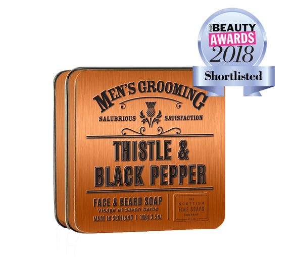 Thistle & Black Pepper Face & Beard Soap In A Tin