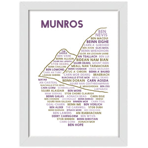 Munros Print, White Frame (A3)