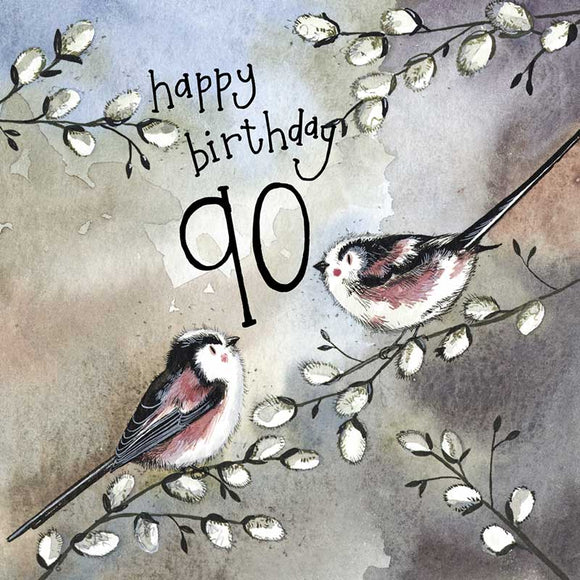 Starlight Long-Tailed Tits 90th Birthday Card