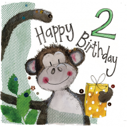 Old Monkey 2nd Birthday Card