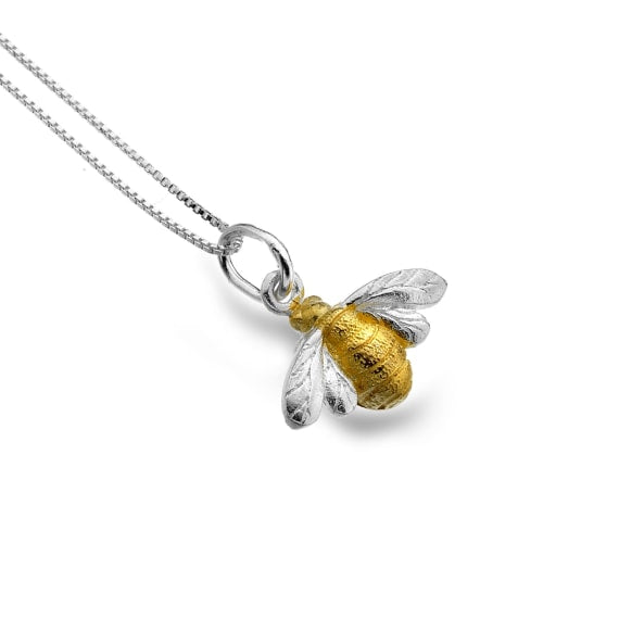 Origins Bee With Gold Body Sterling Silver Pendant