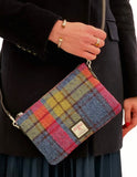 Harris Tweed Zip Purse Bag, Blue/Pink Check