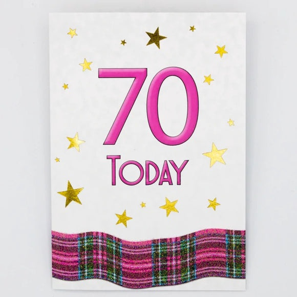 Card Tartan Ribbon 70 Today Pink